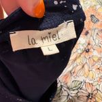 Le Miel LA MIEL Speckled Navy Blouse with Ruffle Sleeves Photo 6