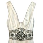 NWT Mandalay White Silk Silver Beaded Short Midi Evening Gown Dress Women Size 2 Photo 1