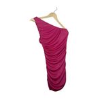 One Shoulder Asymmetrical Ruched Bodycon Mini Dress in Pink Size S Photo 3
