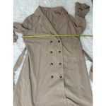 Longline Trench Coat Belted Button Front Overcoat Outerwear Neutral Beige Tan Size XL Photo 3