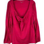 Ava & Viv Pink Pullover Tie Front Long Balloon Sleeves XXL Photo 0