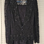 Jessica McClintock NWT Vintage  Womens Black Lace‎ Beaded Skirt Suit 10 Photo 0