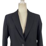 ZARA  Single Breasted Black Classic Fit Career Blazer Jacket Shoulder Pads Size 8 Photo 2