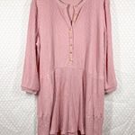 Free People Beach Pink Ribbed Blossom Button Down T Shirt Dress Photo 0