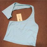 Boutique Red Berry Fashion Aqua One Shoulder Crop Top Photo 1