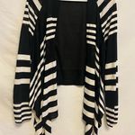 St. John  Sport Black and White Stripe Asymmetrical‎ Cardigan Size Small Photo 0