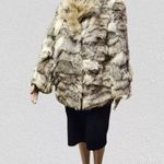Vintage 100% Genuine Coyote Fur Heavyweight Jacket With Rabbit Fur Collar Brown Size M Photo 0