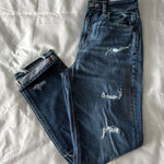 American Eagle Dark Wash Strigid Ripped Mom Jeans Photo 0