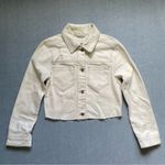 Hollister  Trucker Denim Cropped Pocket Jacket Size S in Ivory Photo 1