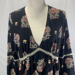 Funky Soul Long Sleeve Boho Hippie Black Floral Dress Size Medium Photo 1
