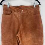 EXPRESS Vintage  World Brand Women's Genuine Leather Suede Pants Brown‎ Size 7/8 Photo 3