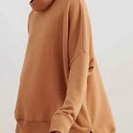 Aerie  Sunday Soft Turtleneck Burnt Orange Oversized Funnelneck Sweatshirt Small Photo 0
