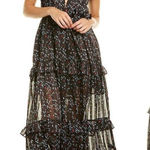 Sabina‎ Musayev Dress Gwen Maxi Flutter Sleeve Black Dotted Maxi Size M Size M Photo 0