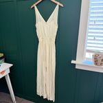 Tiare Hawaii  Cream Jumpsuit Romper Cross Front Eyelet Hem Wide Leg Photo 7