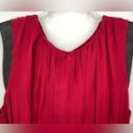 Alice + Olivia , Red Silk +Black Leather above knee/ mini dress, Cocktail, SZ LRG Photo 2