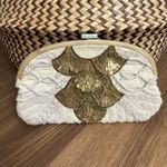 Anthropologie Jasper & Jeera Gilded Gold Fan Clutch Photo 3