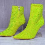 Glitter lemonade yellow / gold holographic ankle boots lucite heel size 7 shoes Photo 5