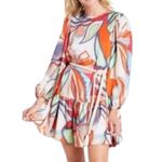 Alexis x Target Dress Womens Small Mini Multicolor Retro Floral Tiered Rope Belt Photo 7