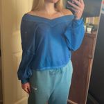 Free People  Sweater V-Neck Pullover Blue Photo 0