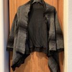 Gabrielle Ghino Italian Made Black/Gray Striped Mixed Fabric Wrap Cardigan. S Black Photo 1
