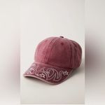 Free People NWT  Understated Leather Reiko Washed Baseball Hat In Washed Red Photo 1