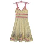 Anthropologie  Ferris Wheel Carnival Dress Elevenses Size 2 Yellow Pink Retro 50s Photo 7