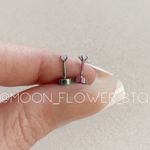 Tiny Rainbow CZ Flat Back Earrings Green Photo 1