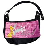 Disney Vintage Tinker Bell Fairy Shoulder Bag – Pink & Black Glittery Purse EUC Photo 0