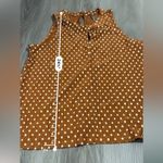 Anthropologie  Metallic‎ Brown & Silver Polka Dot Print Sleeveless Top Size M Photo 5