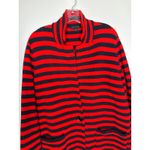 Ann Taylor  Red & Navy Striped Long Knit 1 buttton Coatigans Cardigan Coat Large Photo 8