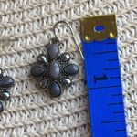 CHAPS Fabulous Silver Tone Dangle Pierced Earrings W Gray Cabochons Photo 3