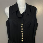 Vintage Breakin Loose Dress Womens 9/10 Black Sleeveless Button Front Vest 90s Photo 0