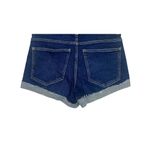 ZARA  Mid Rise Cuffed Stretch Cotton Denim Shorts 5 Pocket 00 Dark Blue #3300 Photo 9