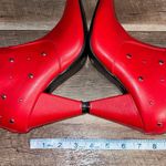 Yoki ‎ Gabriella Women Red Faux Leather Silver Studded Heel Ankle Boot Bootie 8 Photo 5