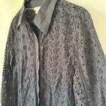 Sundance  Gina Eyelet Cotton Floral Button Down Shirt Sz M Photo 4