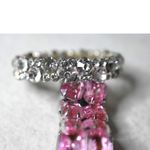 Source Unknown Bling Bling 2 Silver Tone Clear Crystals & Large Pink Crystals Stretch Bracelets Photo 1