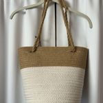 Target New Neutral Tan & Cream White Straw Storage Basket Beach Tote Bag Photo 1