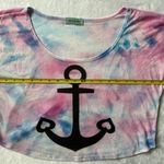 Workshop Anchor Tie Dye Short Sleeve Crop Top in Pink/Blue/White - Size Medium Photo 2