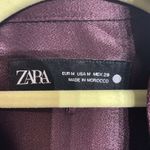 ZARA  Burgundy Satin Long Sleeve Button Down Shirt Sz M Photo 4