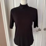 Elie Tahari MOCK TURTLENECK SHORT-SLEEVE TOP IN NOIR. Size L. MSRP $85 Photo 4