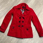 Forever 21 Women’s  Red Peacoat Coat Jacket Medium Photo 0