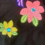 Embroidered Birds Floral Artisanal Zip Up Hoodie size Medium Black Photo 7