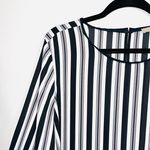 The Loft Black & White Striped Bell Sleeve Blouse Photo 2