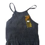 Black Smocked Tiered Midi Dress Eyelet Halter Embroidered Flower Size Small Photo 4