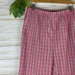 Vintage pink and brown plaid Highwaisted pull on pants Size L Photo 1