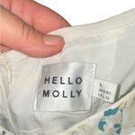 Hello Molly Double Text yellow green multi leaf Ruffle milkmaid Mini dress sz L Photo 5