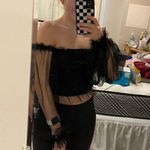 I Just Have to Have It Off The Shoulder Black Sheer Top  Photo 0