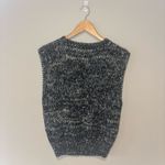 VINTAGE SML SPORT Hand‎ Knit Sweat Vest Black Blue and Grey Star Shapes Sz Large Photo 1