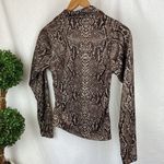 Nils Brown Animal Print Long Sleeve Quarter Zip Top S Photo 1