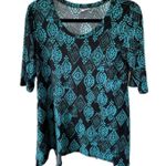 Iolani Women's Hawaiian Polynesian Tribal Flowy Silky Handkerchief Hem Top S Black Photo 0